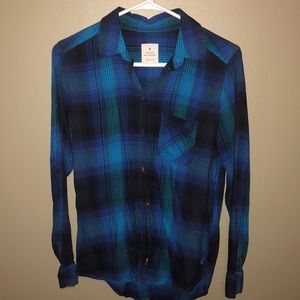 American Eagle Blue Boyfriend Flannel